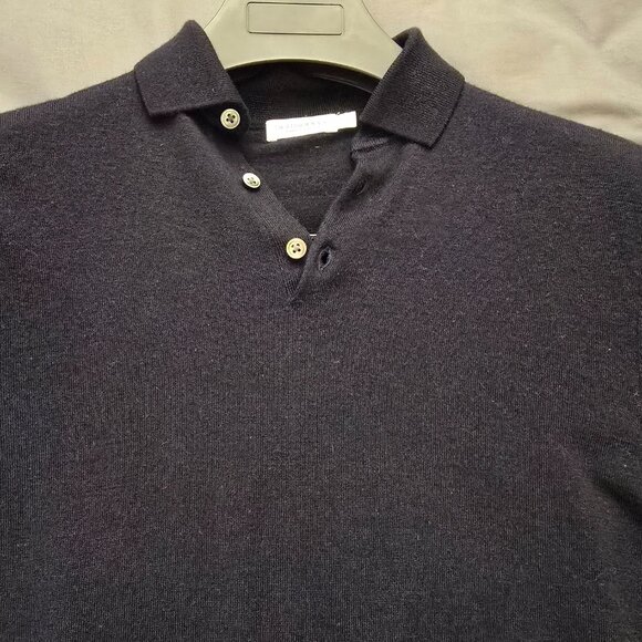 Suitsupply Merino Polo Sweater, Men's XS, Navy Merino Long Sleeve - Picture 2 of 5